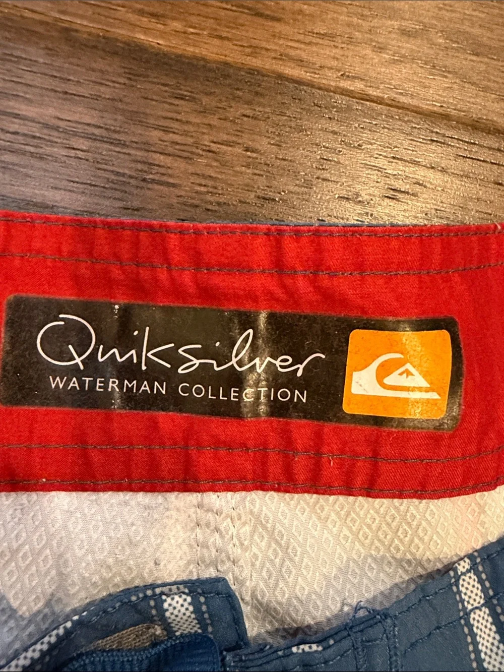 Quiksilver Waterman Collection Blue Plaid Swim Trunks Size Large (?)